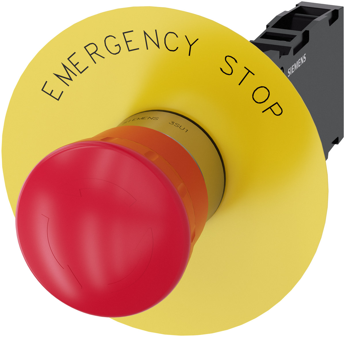 Emergency stop pushbutton Siemens model 3SU11501HB201FG0,  Part number 3SU11501HB201FG0