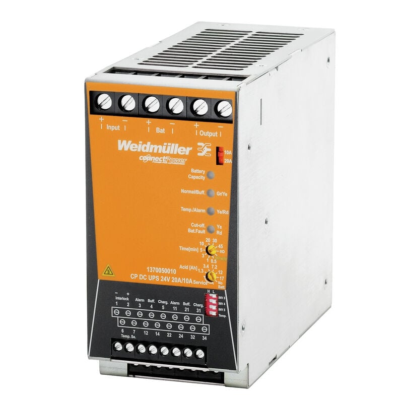 Weidmüller CP DC UPS 24V 20A/10A industrial DC UPS module - 1370050010,  Part number 1370050010;  Manufacturer reference image; check the exact label and model against the part number and datasheet.